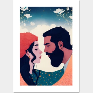 interracial couple in love sticker Posters and Art